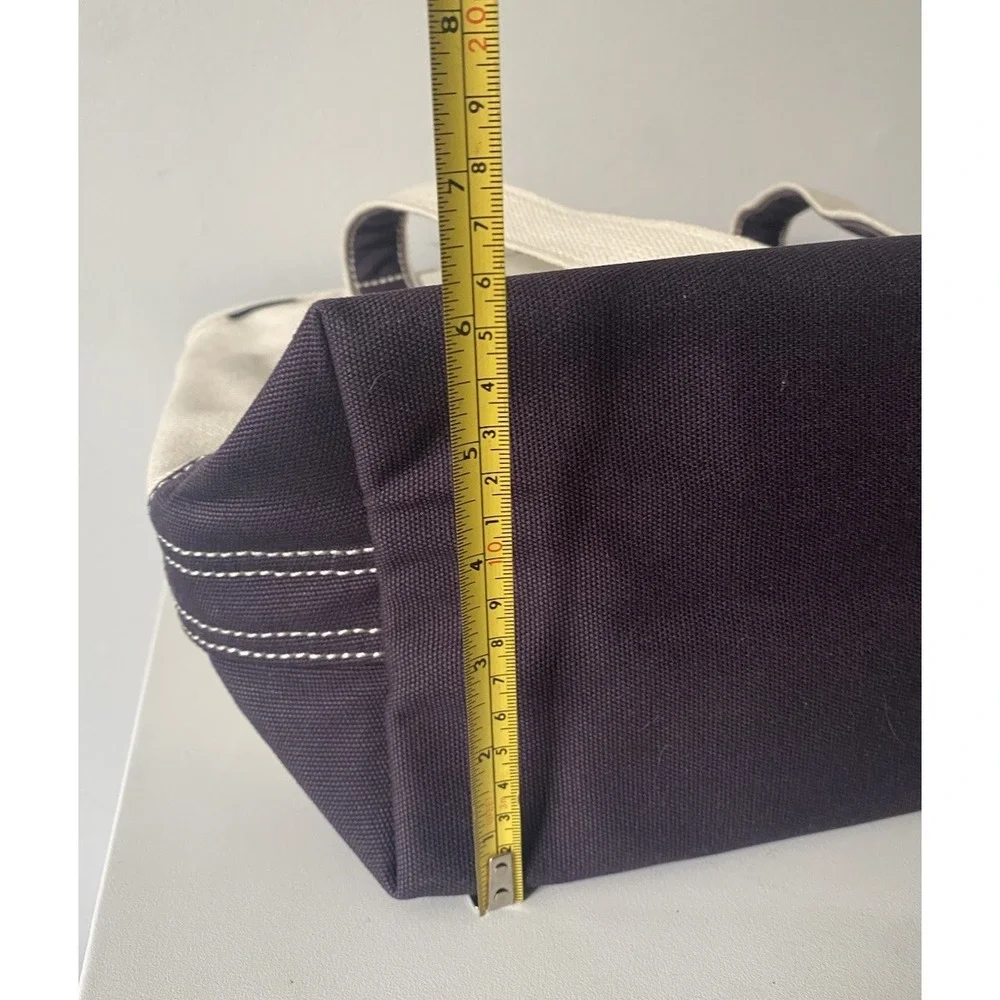 Lands End Navy Blue 5 Pocket Zip Top Medium Canvas Tote Bag NWOT Coastal Casual